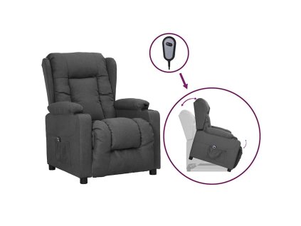 Zvedací křeslo tmavě šedé textil 3093424