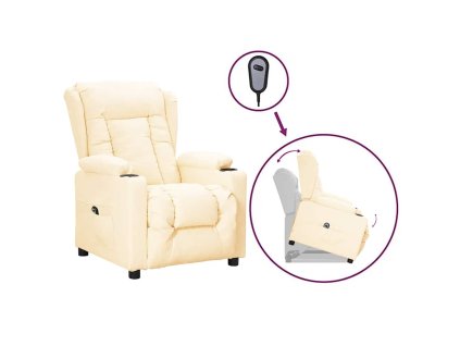 Zvedací křeslo krémové umělá kůže 3093446