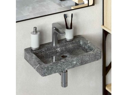 Nástěnné umyvadlo šedé 38 x 24 x 6,5 cm mramor 149188