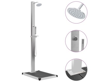 Zahradní sprcha s vaničkou WPC nerezová ocel 3051286