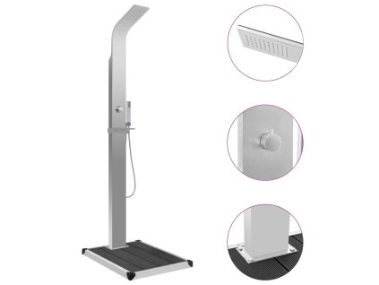 Zahradní sprcha s vaničkou WPC nerezová ocel 3051288