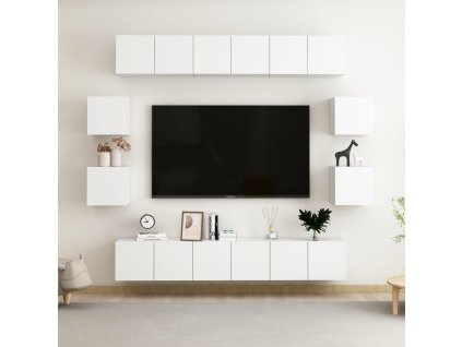 10dílný set TV skříněk bílý dřevotříska 3074458
