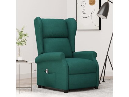 vidaXL Zvedací křeslo tmavě zelené textil 289736