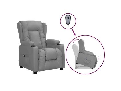 Zvedací křeslo šedé umělá kůže 3093447