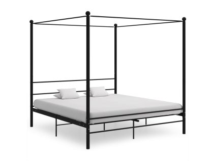 Rám postele s nebesy černý kovový 180 x 200 cm 325066
