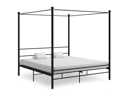 Rám postele s nebesy černý kovový 200 x 200 cm 325069