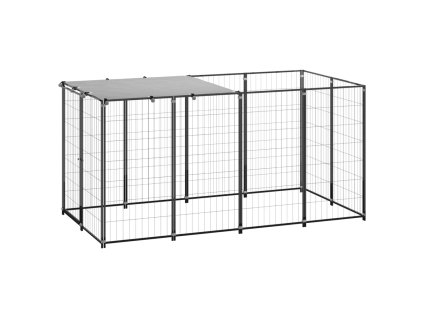 Psí kotec černý 2,42 m² ocel 3082199