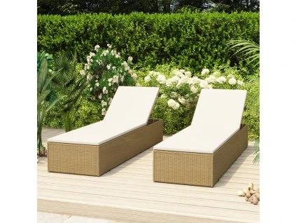 Zahradní lehátko polyratan hnědé a krémově bílé 310147
