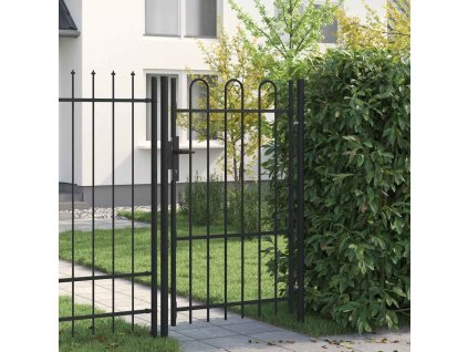 Zahradní branka s obloukem ocelová 1 x 1,5 m černá 146031