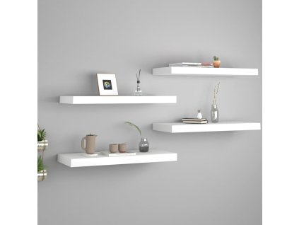 Plovoucí nástěnné police 4 ks bílé 60 x 23,5 x 3,8 cm MDF 323813