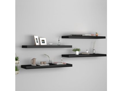 Plovoucí nástěnné police 4 ks černé 80 x 23,5 x 3,8 cm MDF 323837