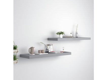 Plovoucí nástěnné police 2 ks šedé 80 x 23,5 x 3,8 cm MDF 323857