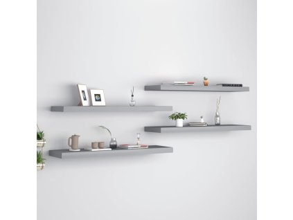 Plovoucí nástěnné police 4 ks šedé 90 x 23,5 x 3,8 cm MDF 323861