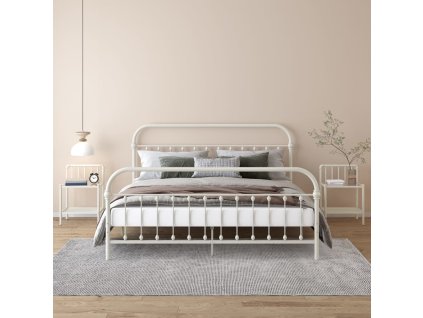 Noční stolky 2 ks bílé a průhledné kov a sklo 325102