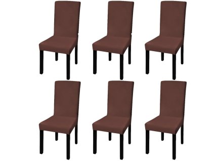Hladké strečové potahy na židle 6 ks hnědé 131423