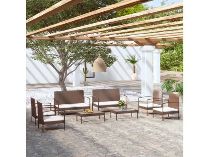 8dílná zahradní sedací souprava s poduškami polyratan hnědá 3095965