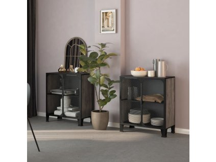 Úložné skříně 2 ks šedé 72 x 36 x 82 cm kov a MDF 3095970
