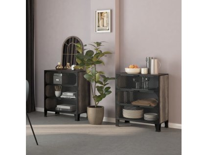 Úložné skříně 2 ks šedé 72 x 36 x 82 cm kov a MDF 3095972