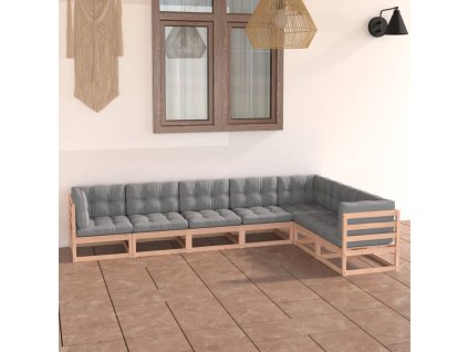 7dílná zahradní sedací souprava s poduškami masivní borovice 3076794