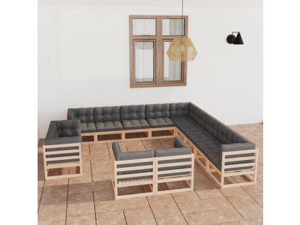 13dílná zahradní sedací souprava s poduškami masivní borovice 3077014