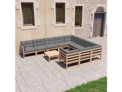 11dílná zahradní sedací souprava s poduškami masivní borovice 3077049