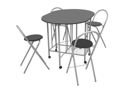 Pětidílný jídelní set skládací, MDF černý 243902