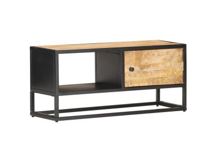 TV stolek s vyřezávanými dvířky 90 x 30 x 40 cm hrubý mangovník 320944