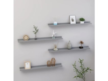 Nástěnné police 4 ks šedé 80 x 9 x 3 cm 326676