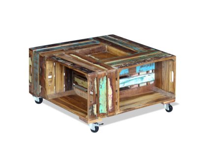 Konferenční stolek masivní recyklované dřevo 70x70x35 cm 243306