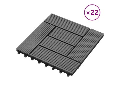 22 ks terasové dlaždice 30 x 30 cm 2 m² WPC šedé 277799