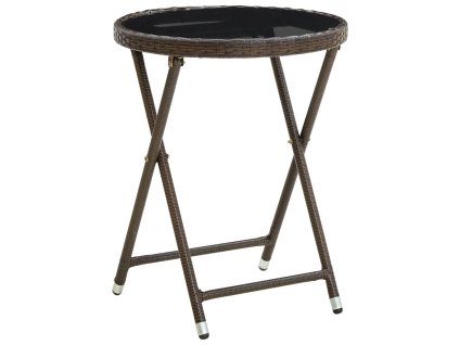 Čajový stolek hnědý 60 cm polyratan a tvrzené sklo 310560