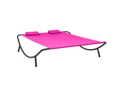 Zahradní lehátko textil růžové 313532