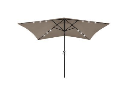 Zahradní slunečník s LED a ocelovou tyčí taupe 2 x 3 m 313789