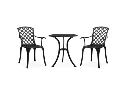 3dílný bistro set litý hliník černý 315592