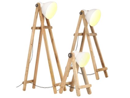 Stojací lampy 3 ks bílé E27 masivní mangovníkové dřevo 320594