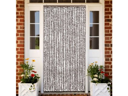 Závěs proti hmyzu taupe a bílý 100 x 220 cm Chenille 325462