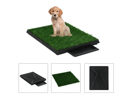 Toalety pro psy 2 ks s nádobou a umělou trávou zelené 63x50x7cm 170767