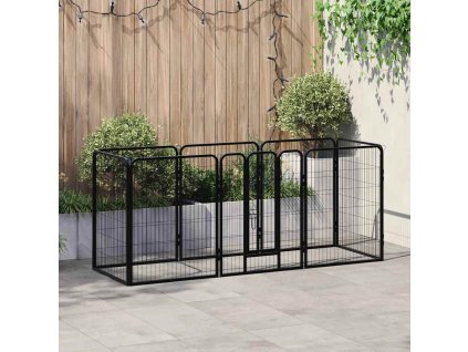 Ohrádka pro psy 8 panelů ocelová 80 x 100 cm černá 170574