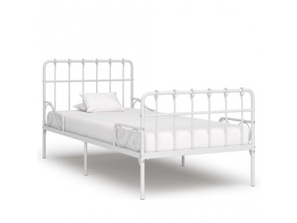 Rám postele s laťkovým roštem bílý kov 90 x 200 cm 284601