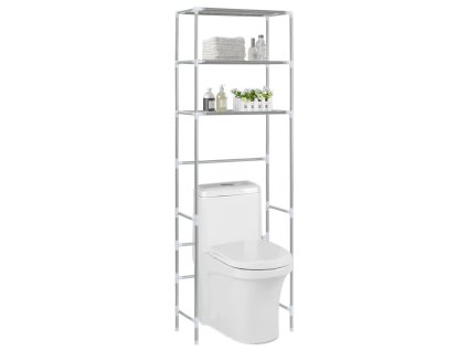 3patrový úložný regál nad WC stříbrný 53 x 28 x 169 cm 282464