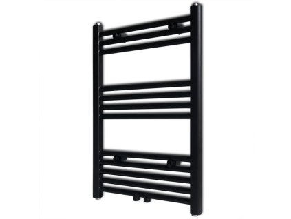 Černý žebříkový radiátor na ručníky rovný ústřední topení 500 x 764 mm 141905