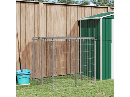 Psí kotec stříbrný 110 x 110 x 110 cm ocel 150785