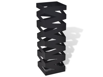 Černý hranatý stojan na deštníky a vycházkové hole, ocelový, 48,5 cm 242469
