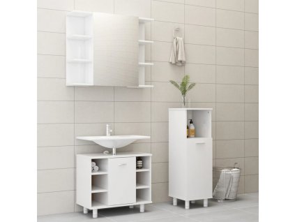 3dílná koupelnová sestava bílá vysoký lesk kompozitní dřevo