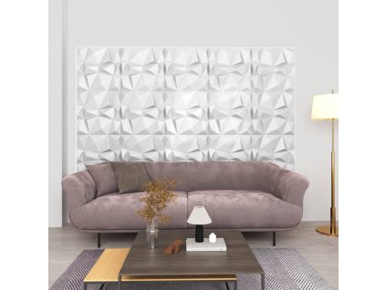 3D nástěnné panely 48 ks 50 x 50 cm diamant bílé 12 m² 150912