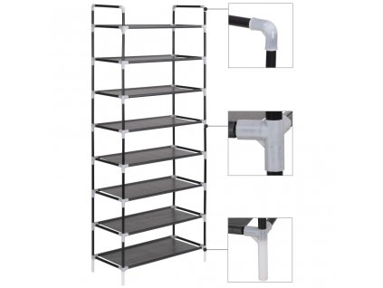 Botník s 8 policemi kov a netkaná textilie černý 245629