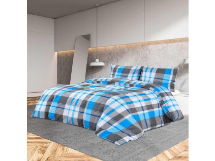 Sada ložního prádla modrá a šedá 200 x 200 cm bavlna 136063