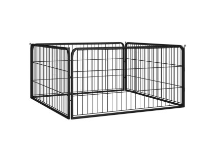 Ohrádka pro psy 4 panely černá 100x50 cm práškovaná ocel 171794