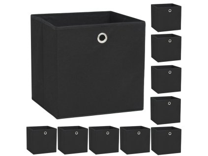 Úložné boxy 10 ks netkaná textilie 32 x 32 x 32 cm černé 245746