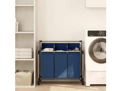 Koš na třídění prádla se 3 vaky modrý ocel 288331